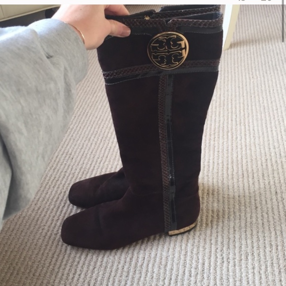 Tory Burch suede logo boot (size 7)